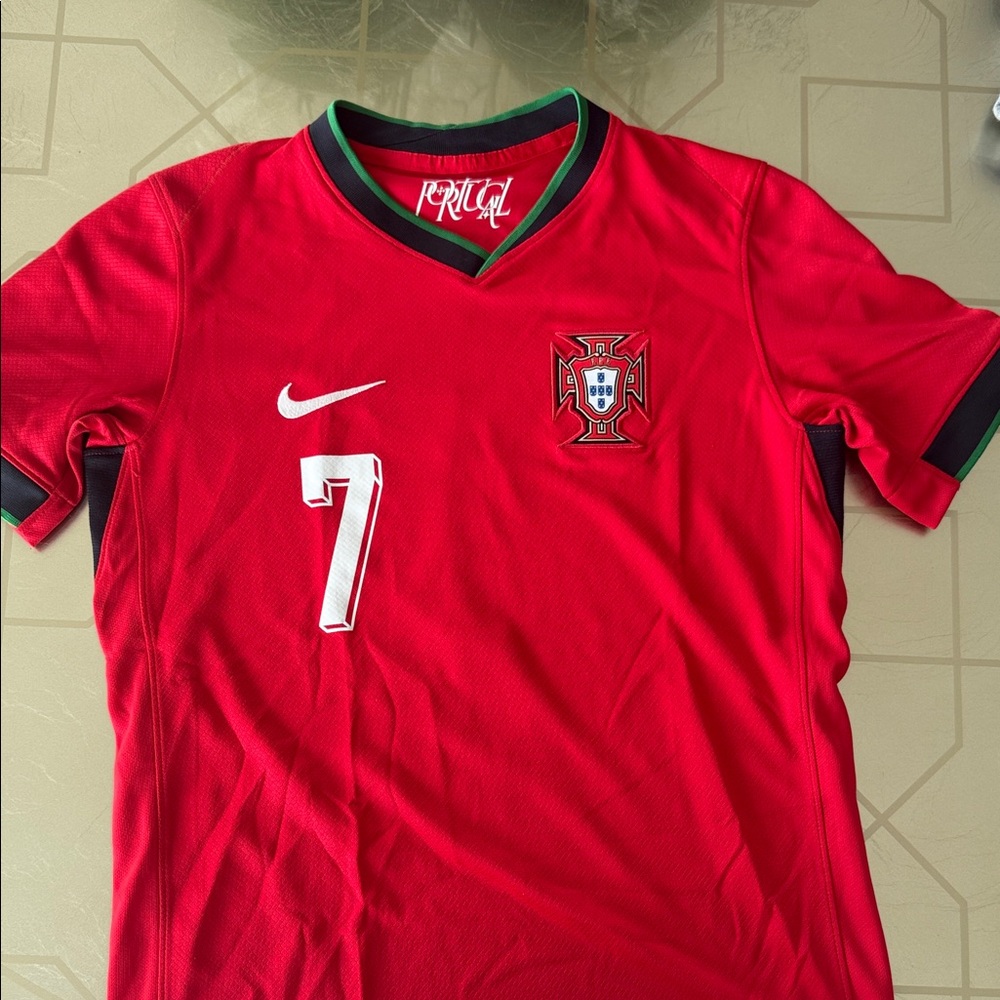 Nike Red Portugal Soccer Jersey with Number 7